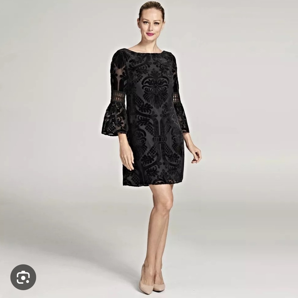 Eliza J bell sleeve black velvet dress Size 12